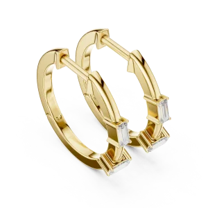 Linear Baguette Architectural Hoop Earrings