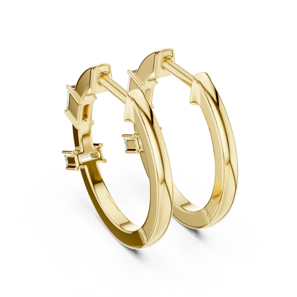 Linear Baguette Architectural Hoop Earrings - Image 4