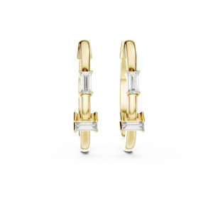 Linear Baguette Architectural Hoop Earrings - Image 2