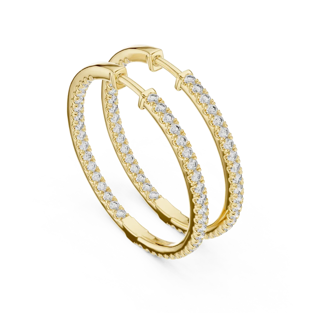 Discover the brilliance of our pavé-set hoop earrings, featuring premium DIAMEUR lab-grown diamonds. A modern classic for any elegant collection.