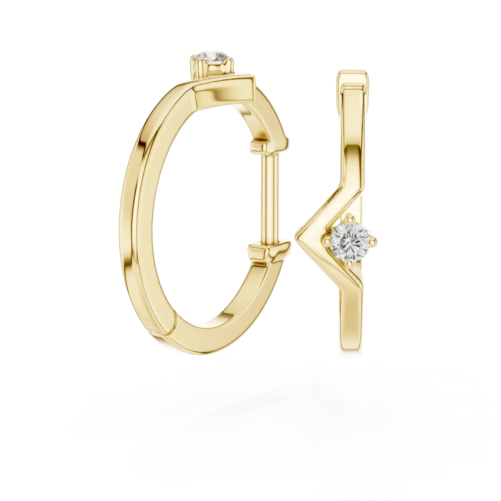 Chevron Silhouette Round Solitaire Hoop Earrings - Image 3