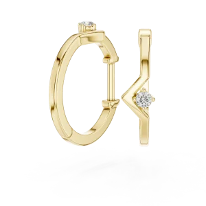 Chevron Silhouette Round Solitaire Hoop Earrings - Image 3