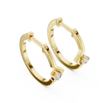 Chevron Silhouette Round Solitaire Hoop Earrings