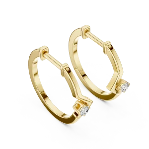 Chevron Silhouette Round Solitaire Hoop Earrings