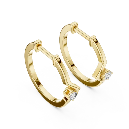 Chevron Silhouette Round Solitaire Hoop Earrings