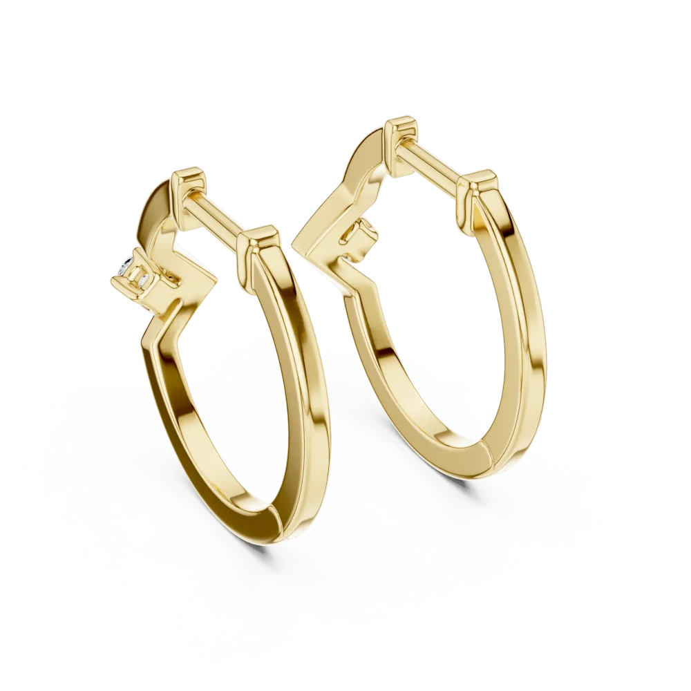Chevron Silhouette Round Solitaire Hoop Earrings - Image 4