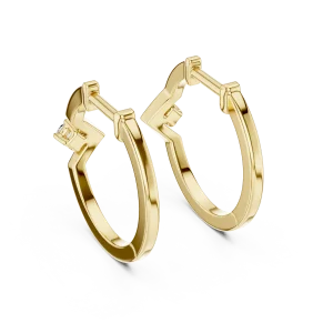 Chevron Silhouette Round Solitaire Hoop Earrings - Image 4