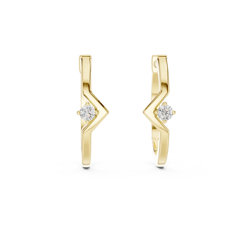 Chevron Silhouette Round Solitaire Hoop Earrings - Image 2
