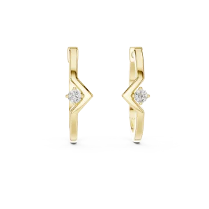 Chevron Silhouette Round Solitaire Hoop Earrings - Image 2