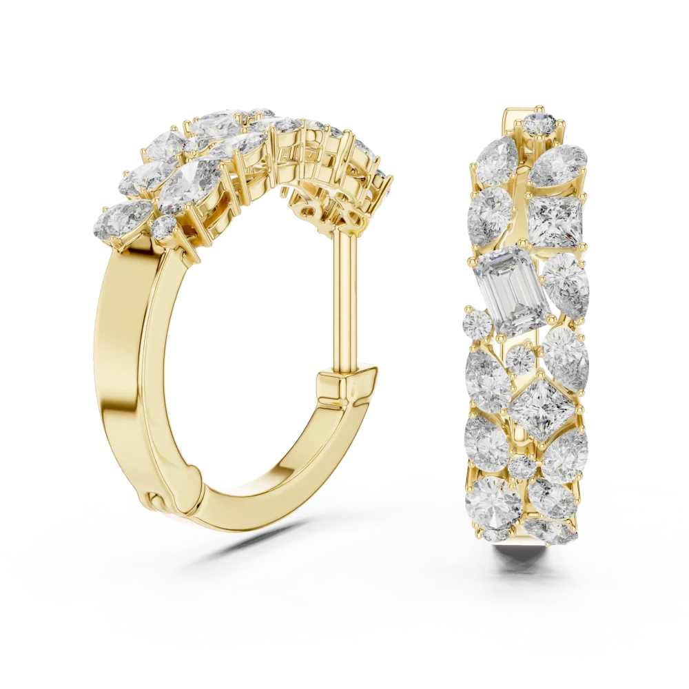 Luminary Geometric Multi-Shape Pavé-Set Hoop Earrings - Image 3