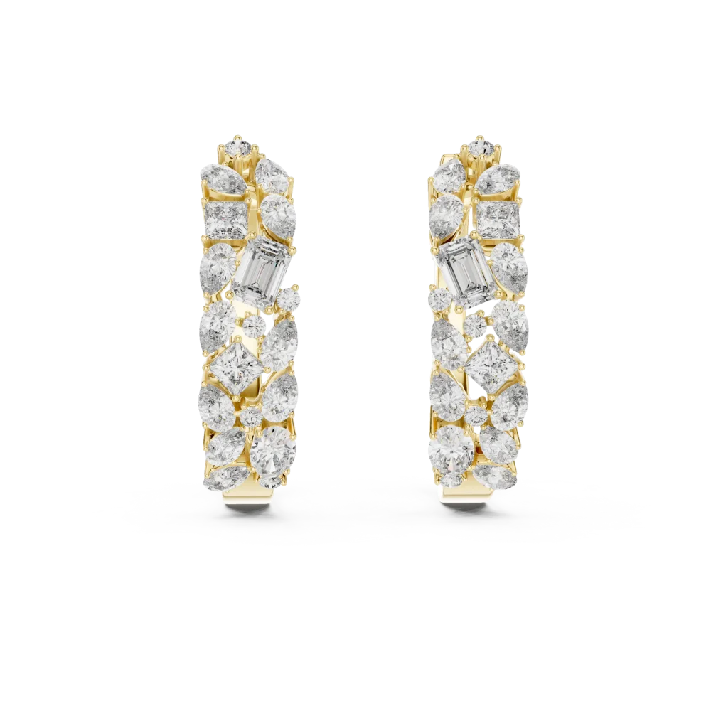 Luminary Geometric Multi-Shape Pavé-Set Hoop Earrings - Image 2