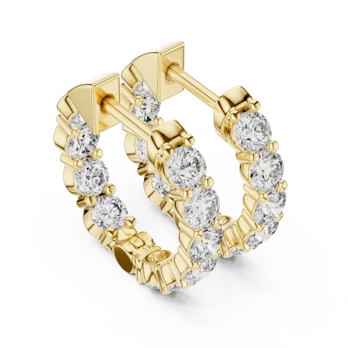 Gold huggie hoop earrings featuring sparkling round lab-grown diamonds in a sophisticated, versatile design.
