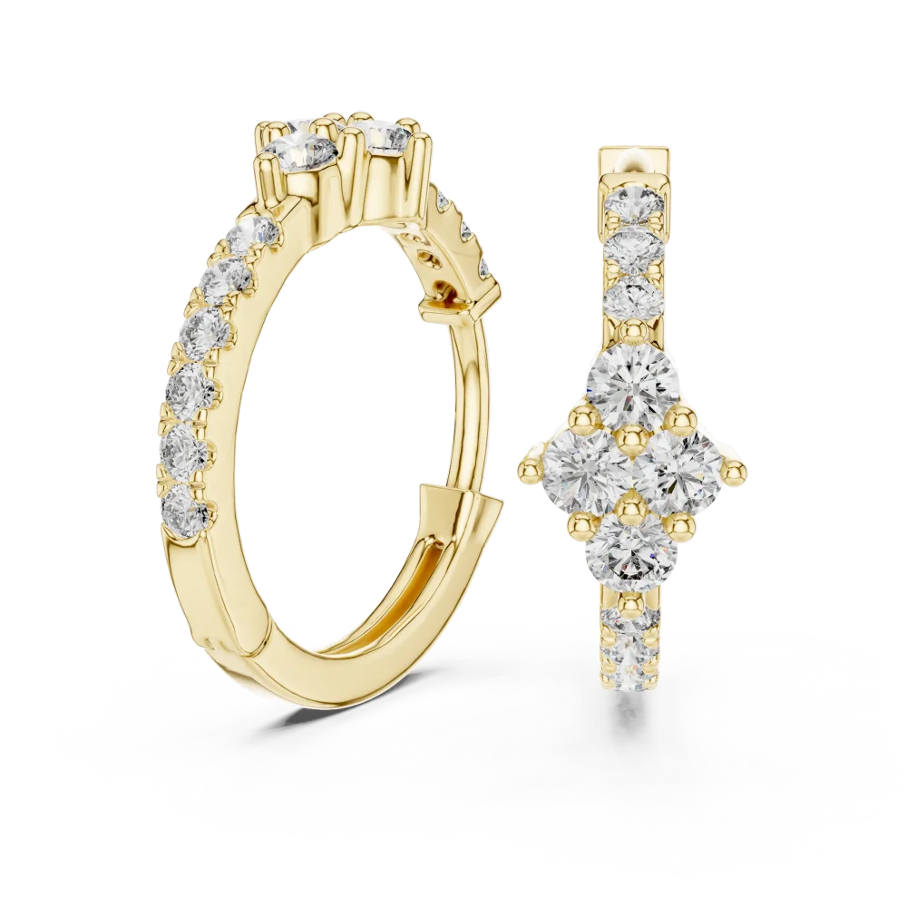Luminary Round Brilliant Geometric Pavé-Set Hoop Earrings - Image 3