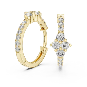 Luminary Round Brilliant Geometric Pavé-Set Hoop Earrings - Image 3