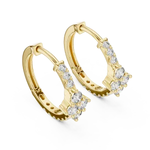 Luminary Round Brilliant Geometric Pavé-Set Hoop Earrings