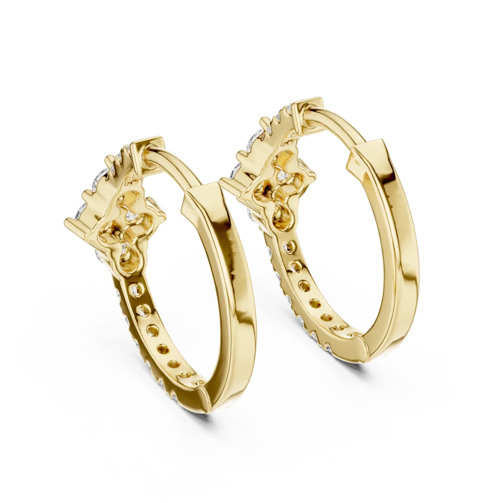 Luminary Round Brilliant Geometric Pavé-Set Hoop Earrings - Image 4