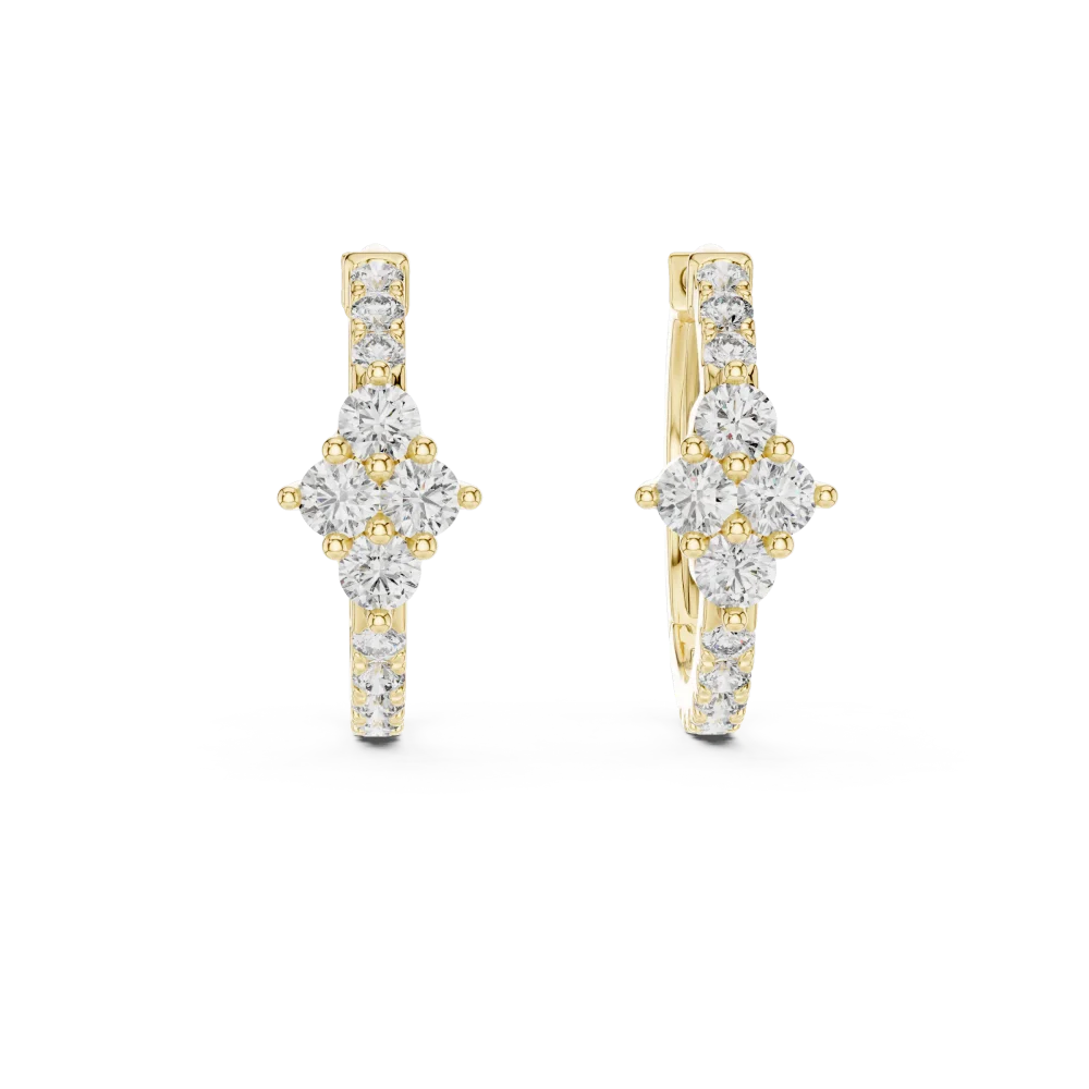 Luminary Round Brilliant Geometric Pavé-Set Hoop Earrings - Image 2