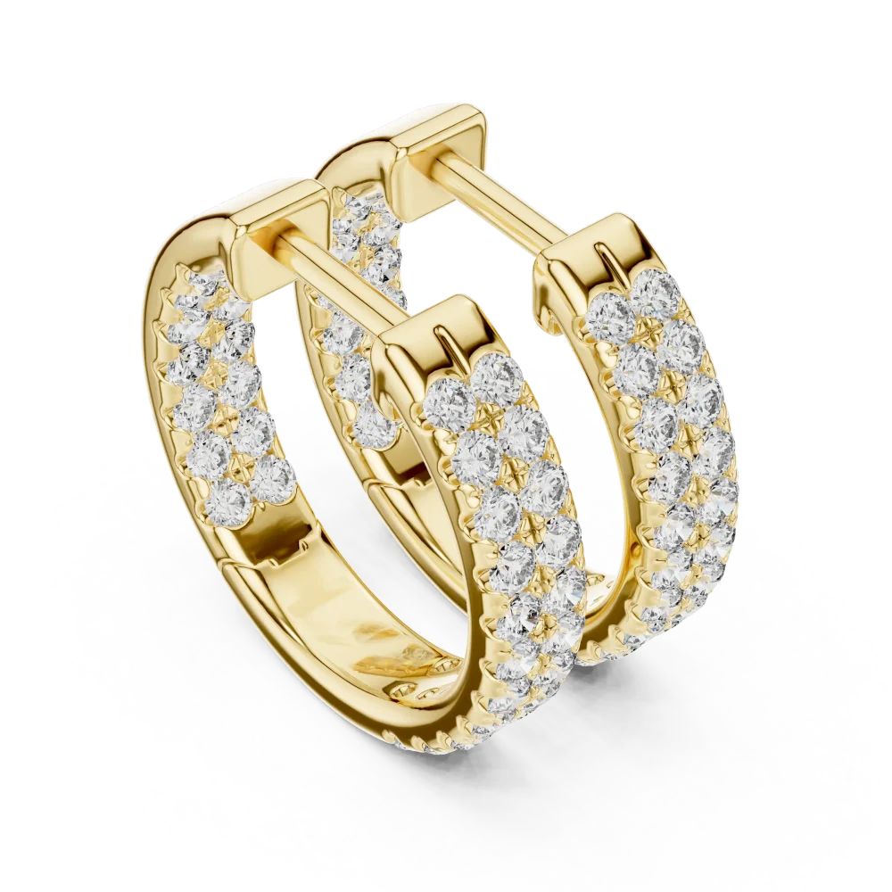 Experience the brilliant fire of 72 pavé-set DIAMEUR diamonds in these modern hoop earrings. A sustainable luxury essential for any collection.