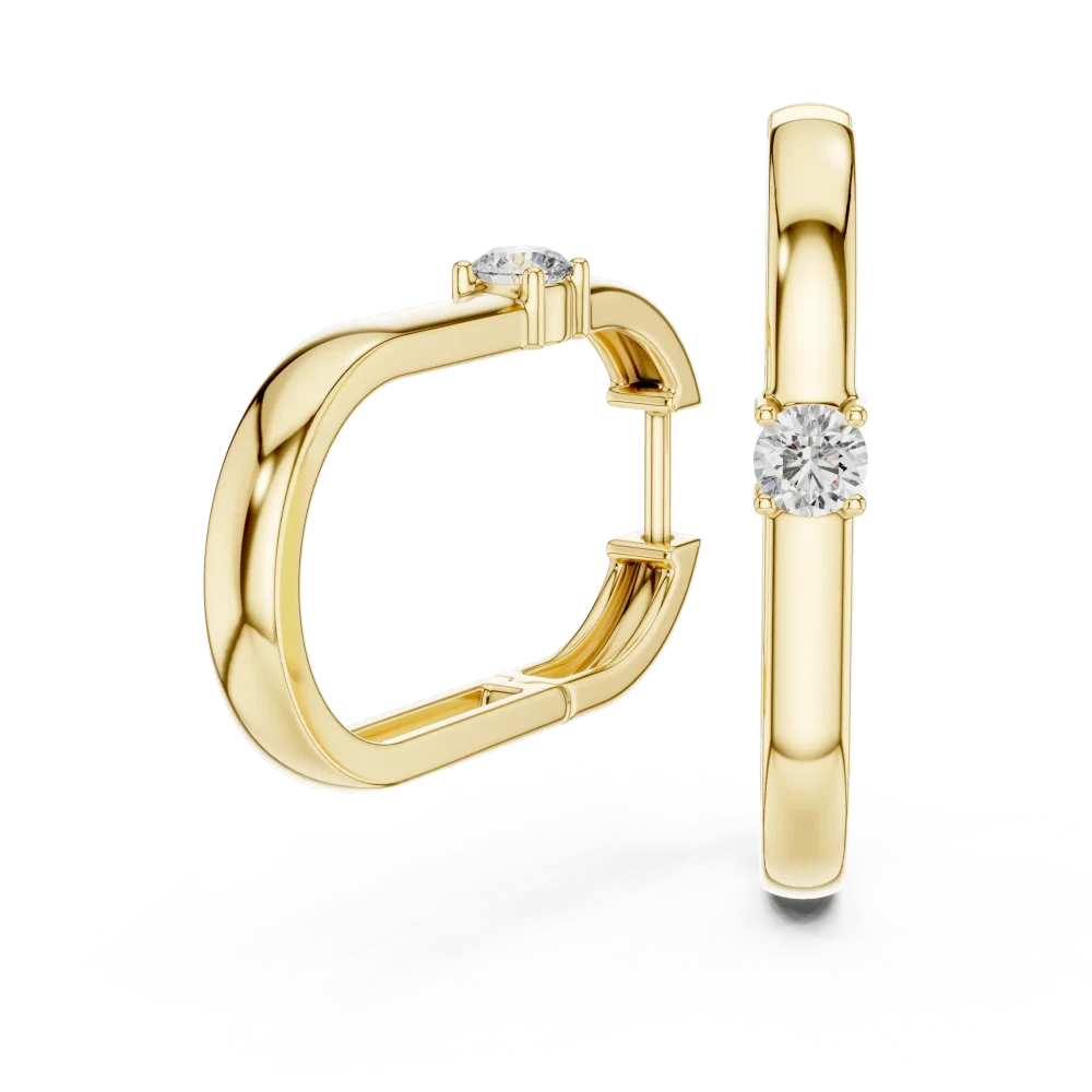 Symmetry Round Brilliant Geometric Solitaire Hoop Earrings - Image 3