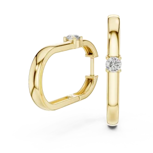 Symmetry Round Brilliant Geometric Solitaire Hoop Earrings - Image 3