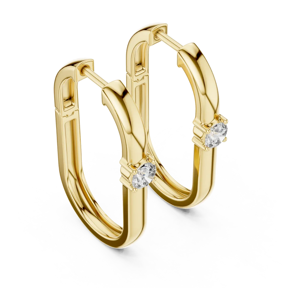 Discover the perfect blend of modern geometry and timeless sparkle with these refined solitaire hoop earrings. Elevate your style and shop now.
