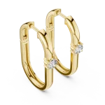 Symmetry Round Brilliant Geometric Solitaire Hoop Earrings