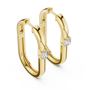 Symmetry Round Brilliant Geometric Solitaire Hoop Earrings