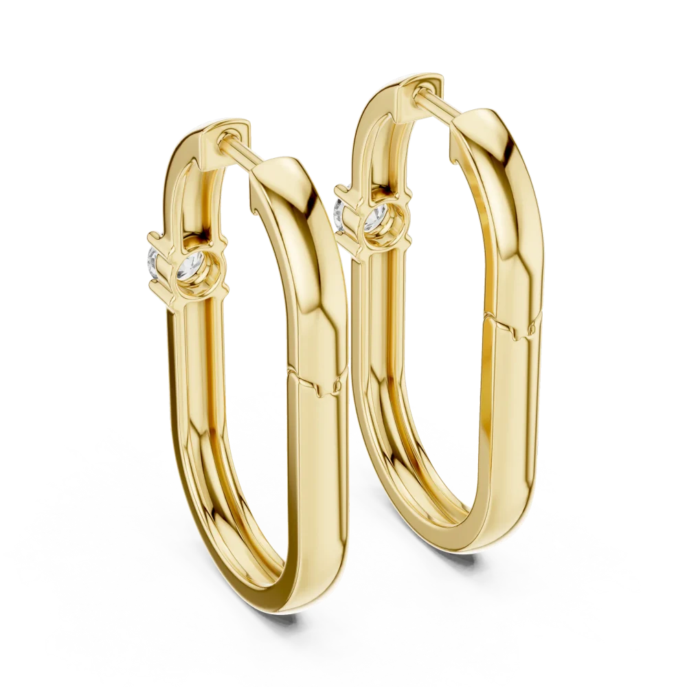 Symmetry Round Brilliant Geometric Solitaire Hoop Earrings - Image 4