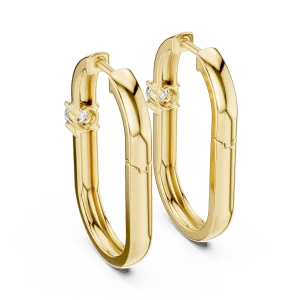 Symmetry Round Brilliant Geometric Solitaire Hoop Earrings - Image 4