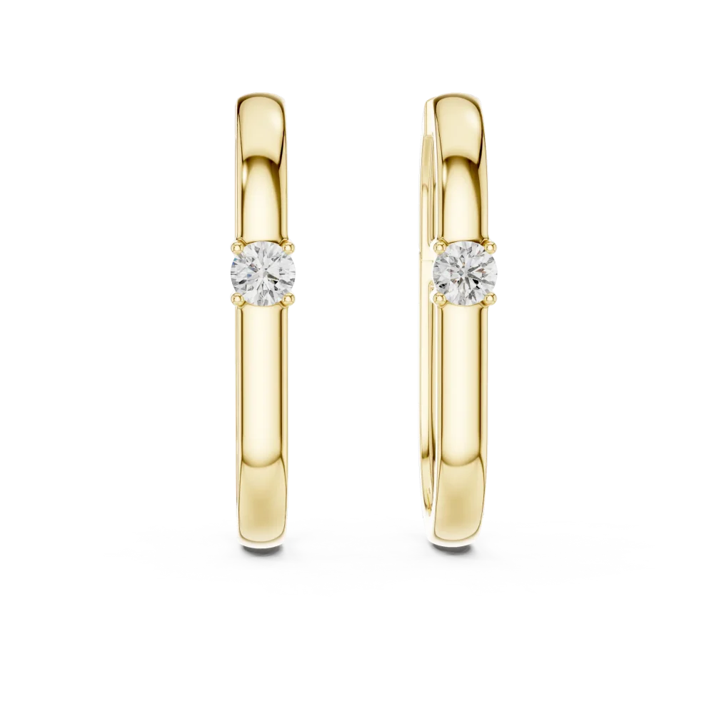 Symmetry Round Brilliant Geometric Solitaire Hoop Earrings - Image 2