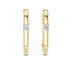 Symmetry Round Brilliant Geometric Solitaire Hoop Earrings - Image 2