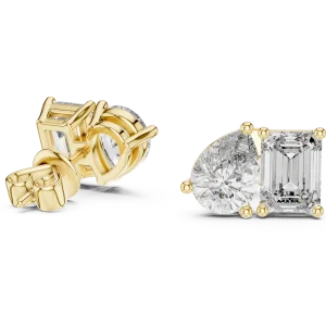 Symmetry Pear and Emerald Cut Dual-Stone Stud Earrings - Image 2