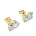 Symmetry Pear and Emerald Cut Dual-Stone Stud Earrings