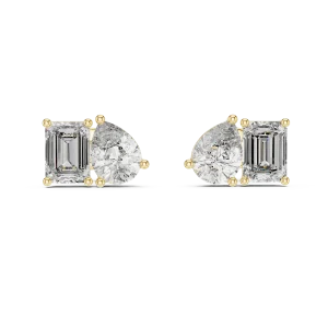 Symmetry Pear and Emerald Cut Dual-Stone Stud Earrings - Image 3