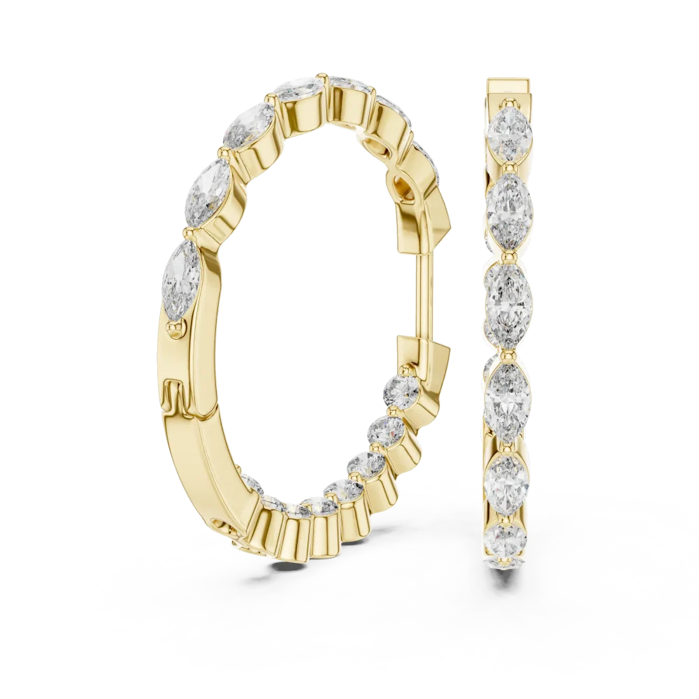 Ethereal Marquise and Round Alternating Hoop Earrings - Image 3