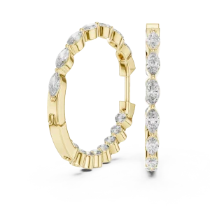Ethereal Marquise and Round Alternating Hoop Earrings - Image 3