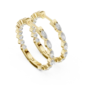 Ethereal Marquise and Round Alternating Hoop Earrings