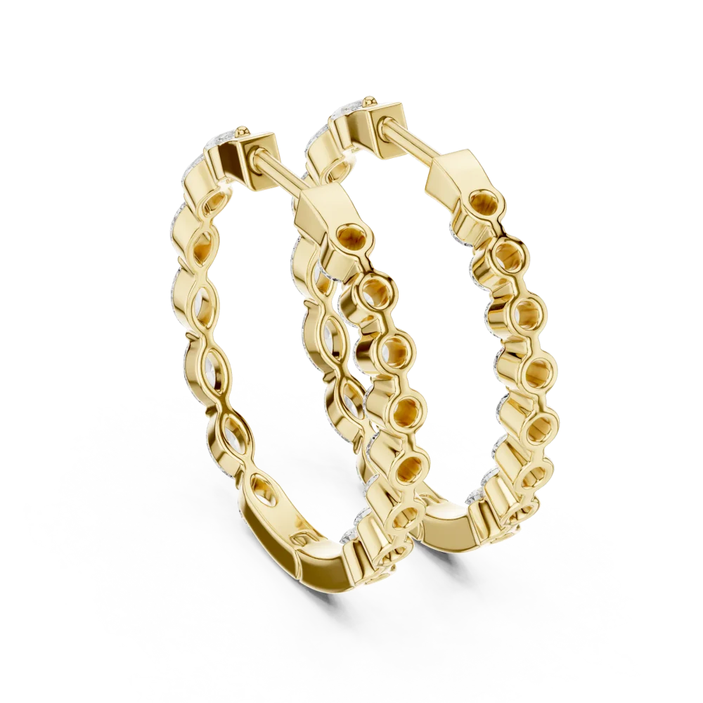 Ethereal Marquise and Round Alternating Hoop Earrings - Image 4