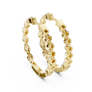 Ethereal Marquise and Round Alternating Hoop Earrings - Image 4