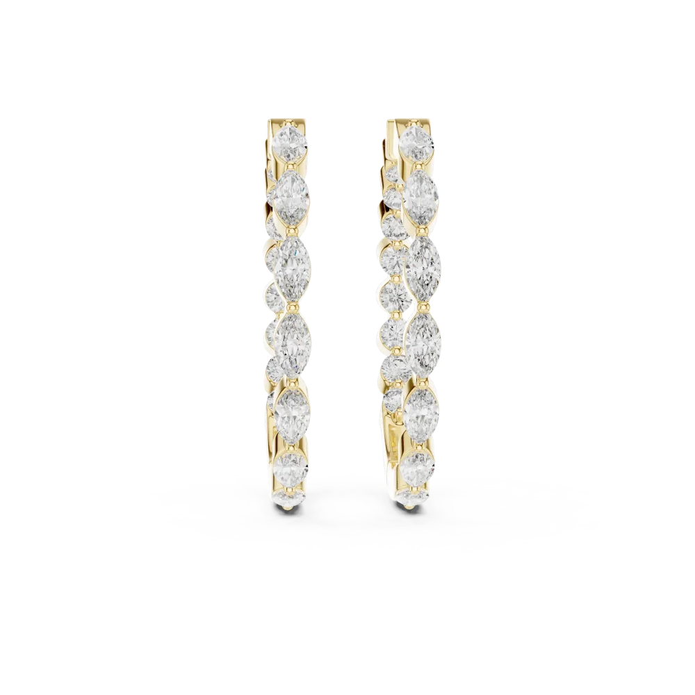 Ethereal Marquise and Round Alternating Hoop Earrings - Image 2