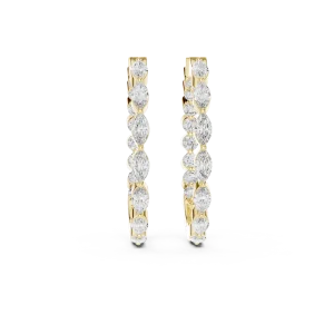 Ethereal Marquise and Round Alternating Hoop Earrings - Image 2