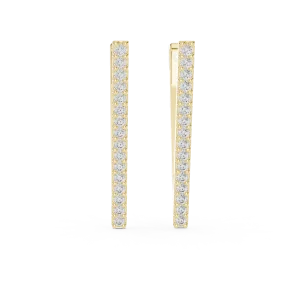 Architectural Linear Pavé Geometric Diamond Hoop Earrings - Image 2