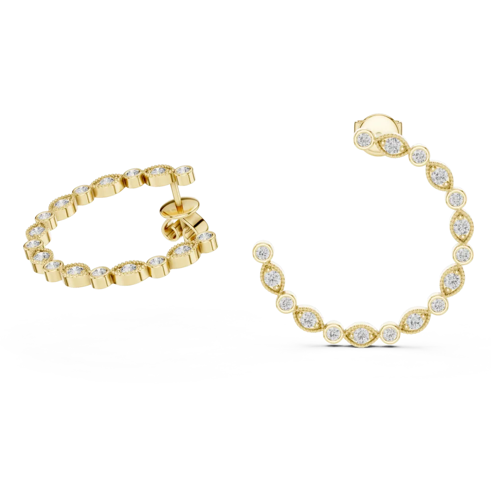 Ethereal Symmetry Trillion and Round Pavé-Set Stud Earrings - Image 3