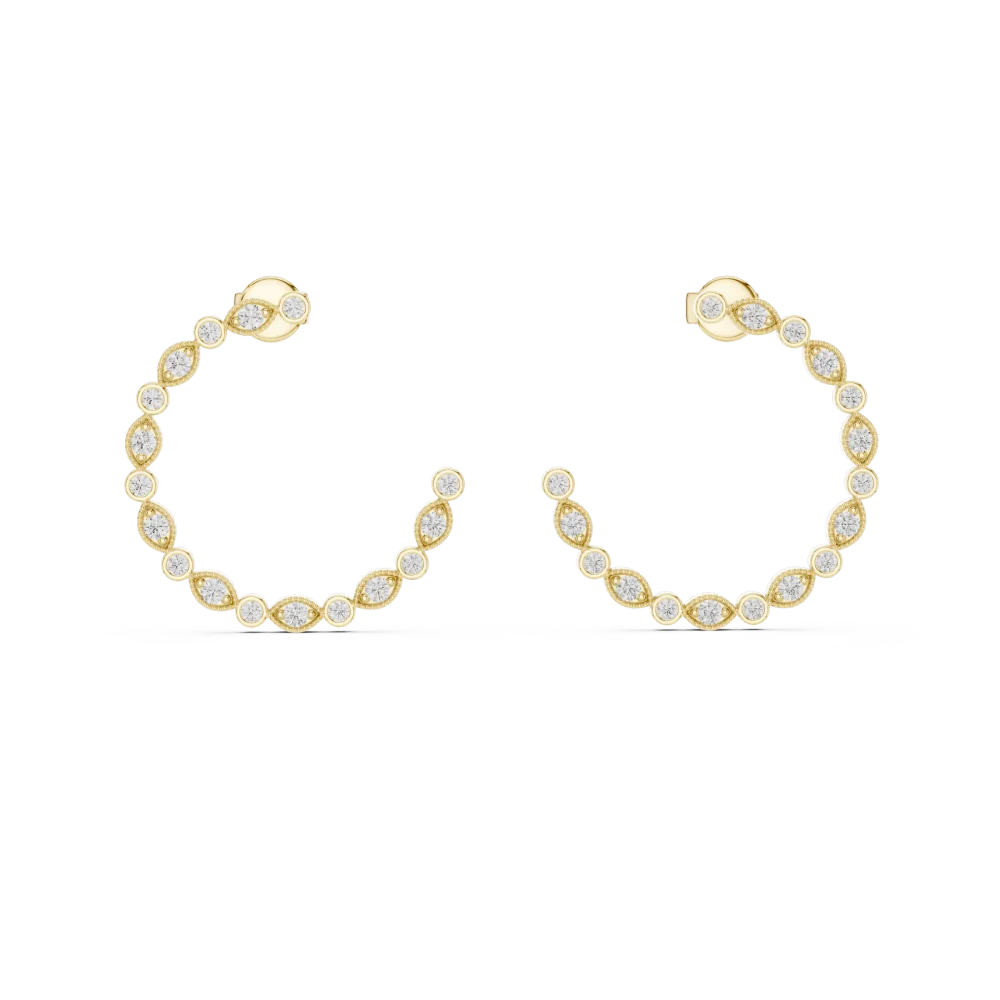 Ethereal Symmetry Trillion and Round Pavé-Set Stud Earrings - Image 2