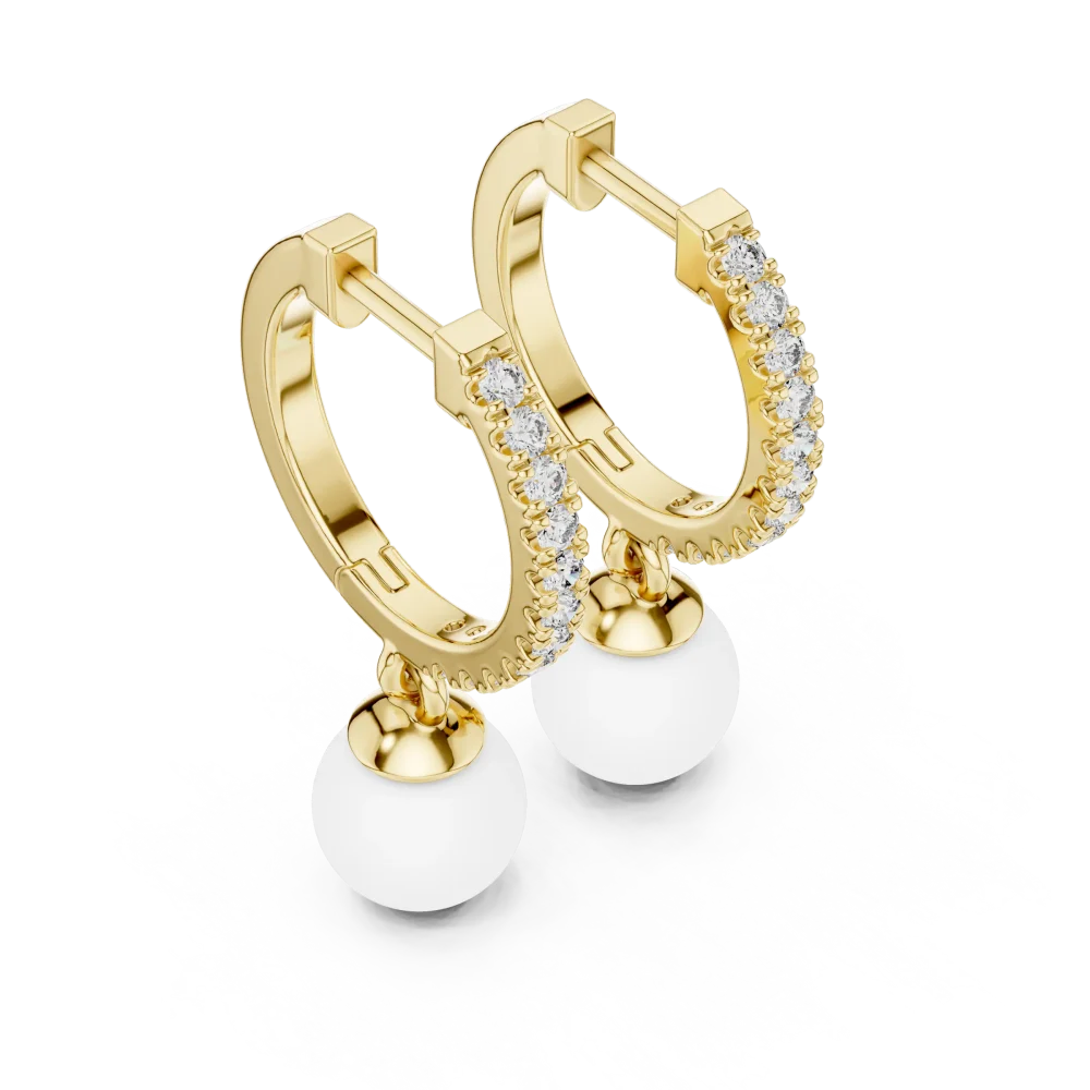 Discover the radiant glow of our round pavé-set hoop drop earrings, featuring brilliant DIAMEUR diamonds. Elevate your elegance and shop today.