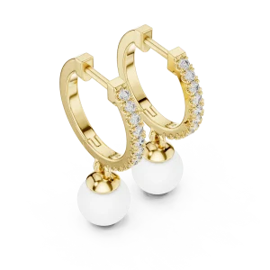Luminary Round Pavé-Set Hoop Drop Earrings