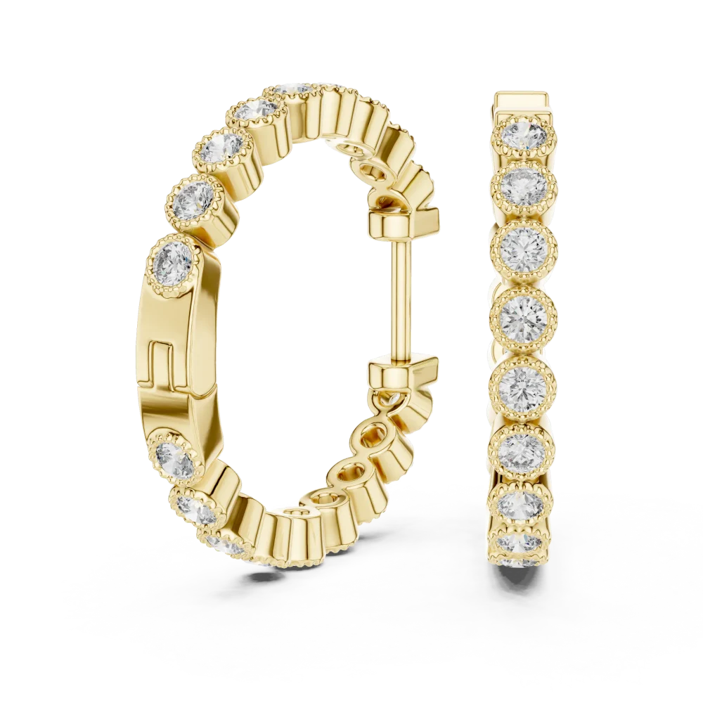 Luminary Round Bezel-Set Pavé-Set Hoop Earrings - Image 3