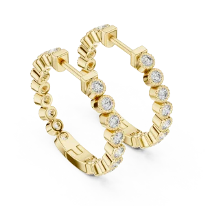 Luminary Round Bezel-Set Pavé-Set Hoop Earrings