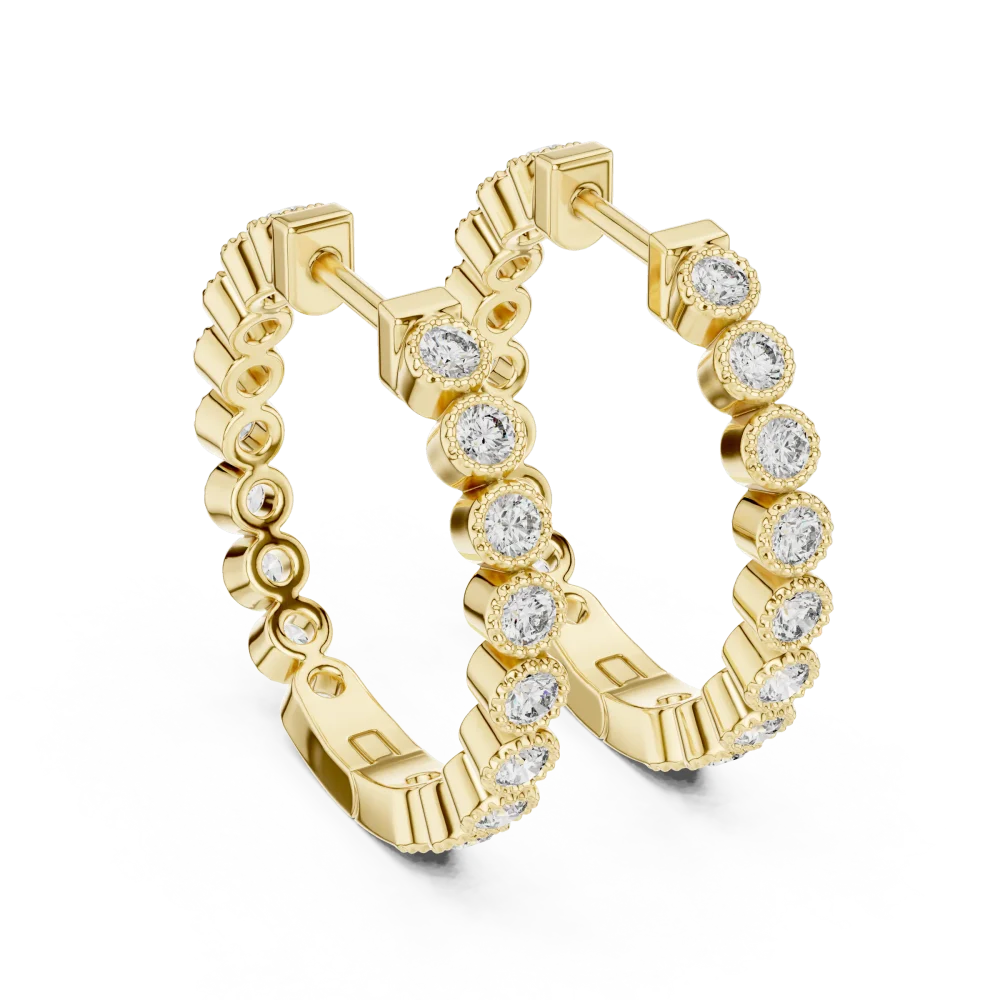 Luminary Round Bezel-Set Pavé-Set Hoop Earrings - Image 4