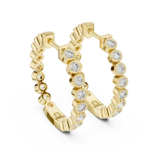 Luminary Round Bezel-Set Pavé-Set Hoop Earrings - Image 4